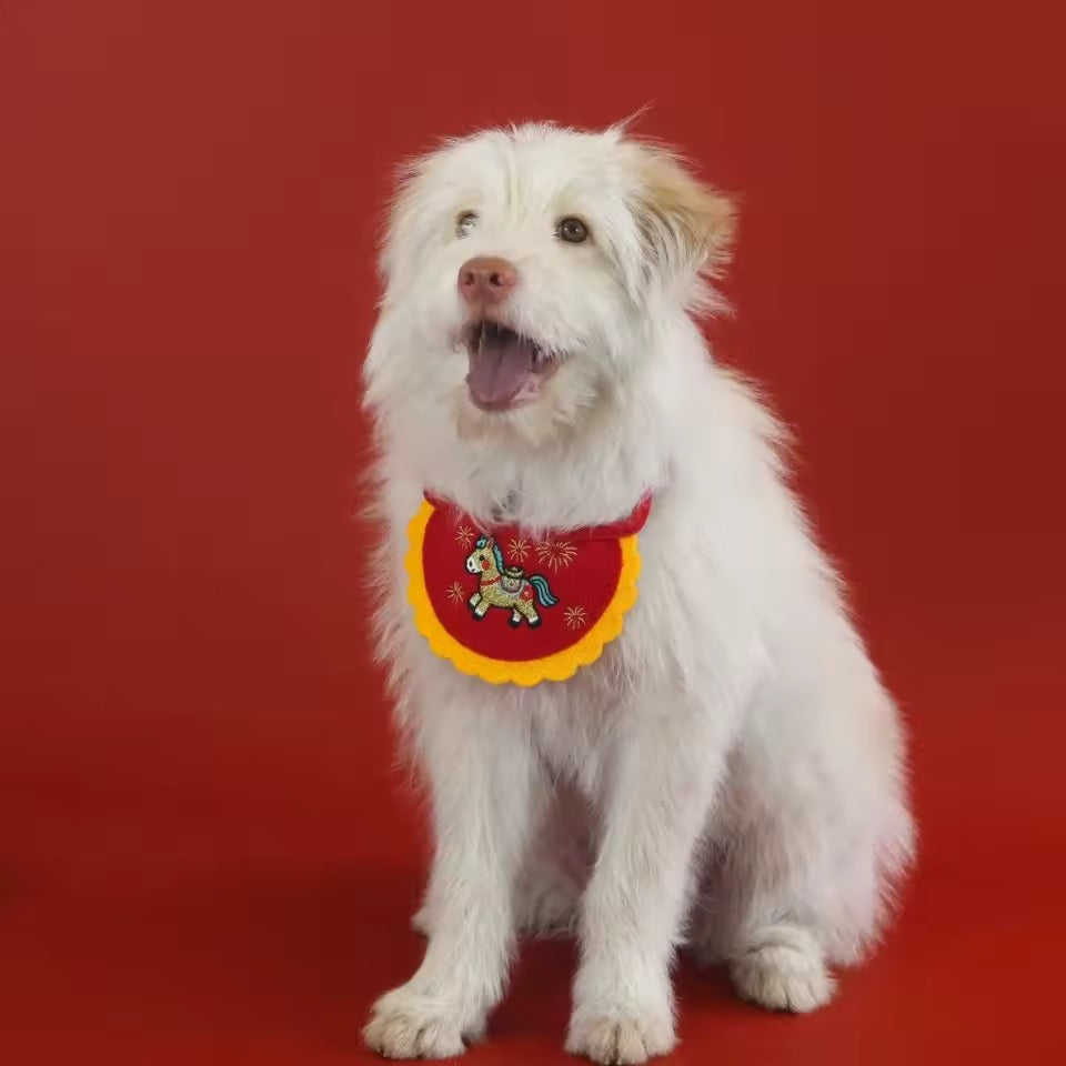 Fortune Blessing Chinese New Year Pet Bib | Dog & Cat Lunar Accessory