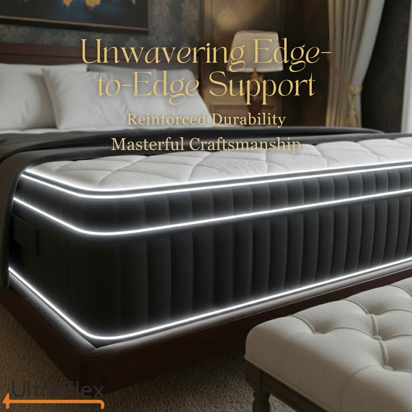 UltraFlex® Opulence Mattress and BoxSpring Set Medium Firm Orthopedic Hybrid Mattress – Canadian-Made Advanced Cooling Gel & Pocket Coil System for Undisturbed Sleep & Edge-to-Edge Support