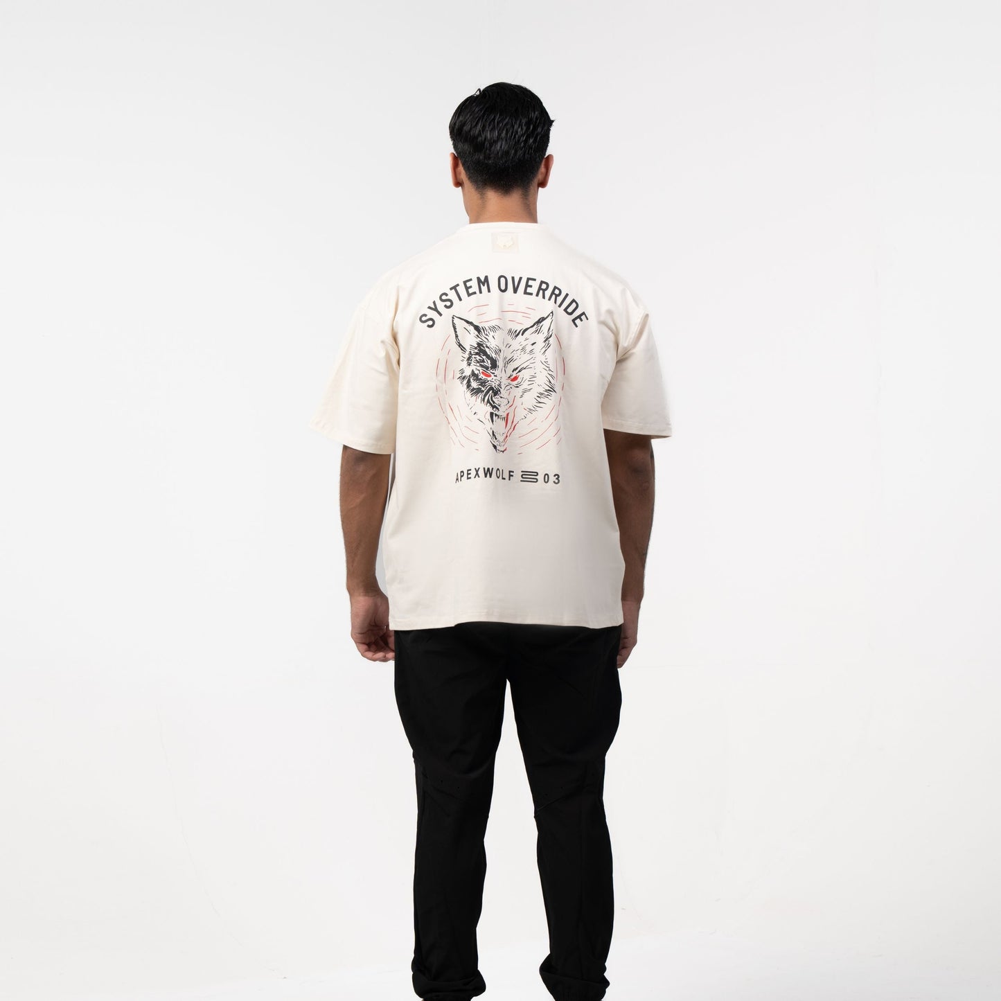 WOLFMODE_77 OVERSIZED TEE — BONE DUST