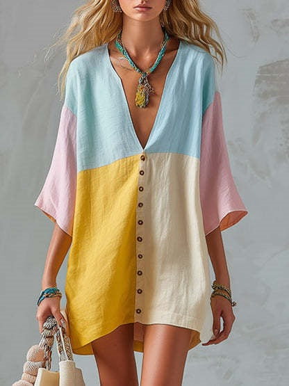 Women’s Loose-Fit Cropped Dress – Casual Relaxed Short Dress for Summer & Everyday Wear