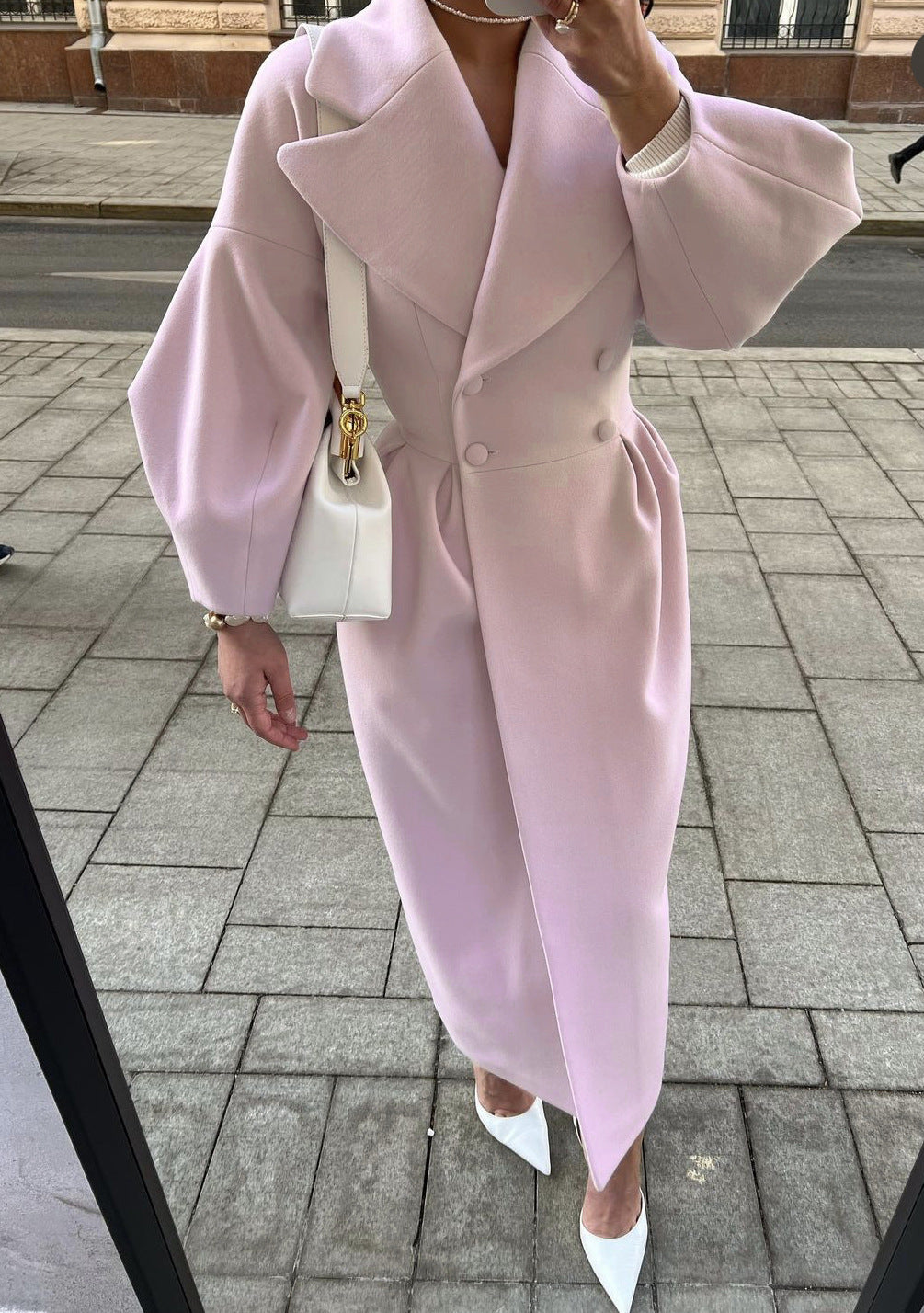 Women’s Vintage Lantern Sleeve Jacket – Oversized Lapel Collar Elegant Casual Coat