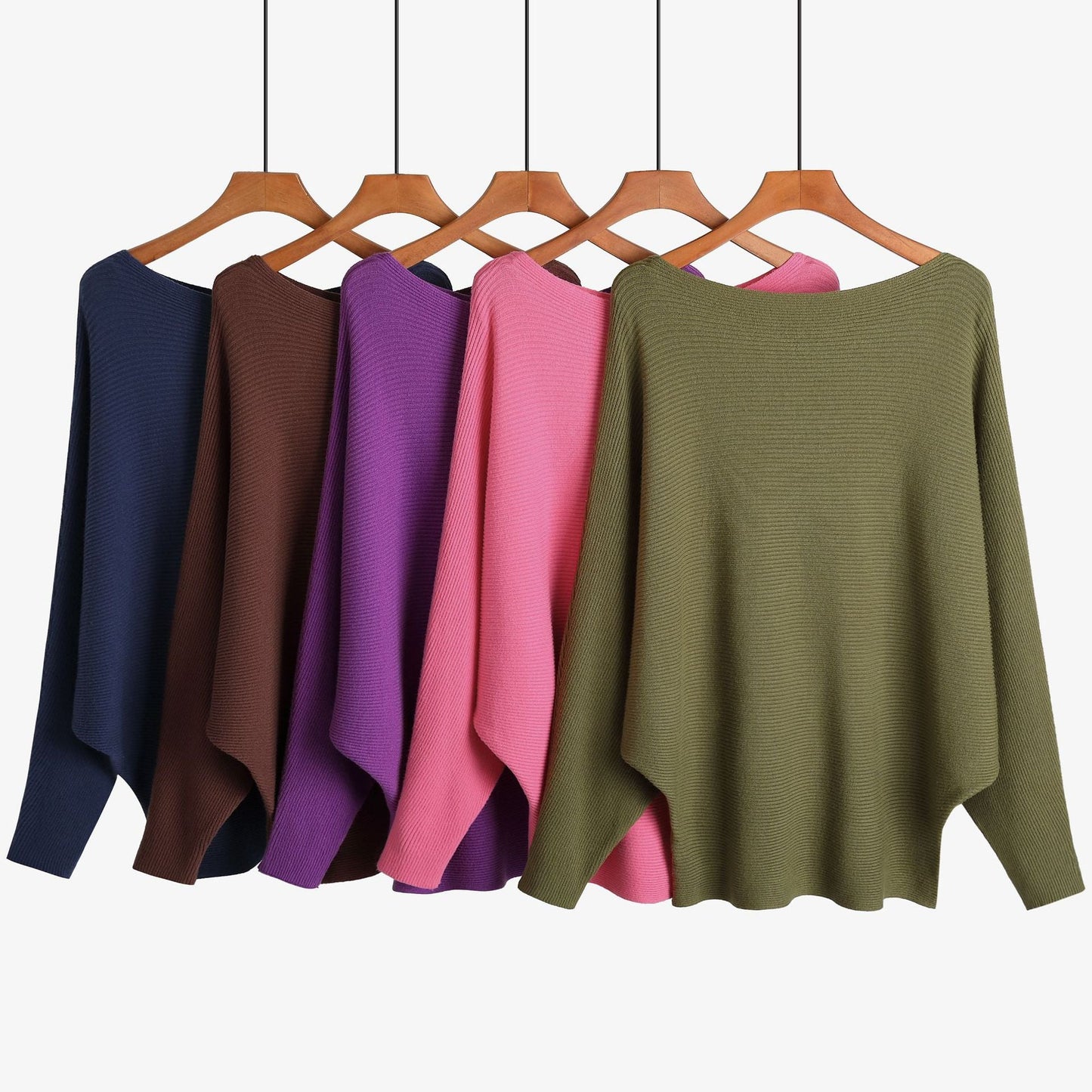 Women’s Halter Neck Batwing Knit Pullover Top – Stretchy Relaxed-Fit Casual Sweater