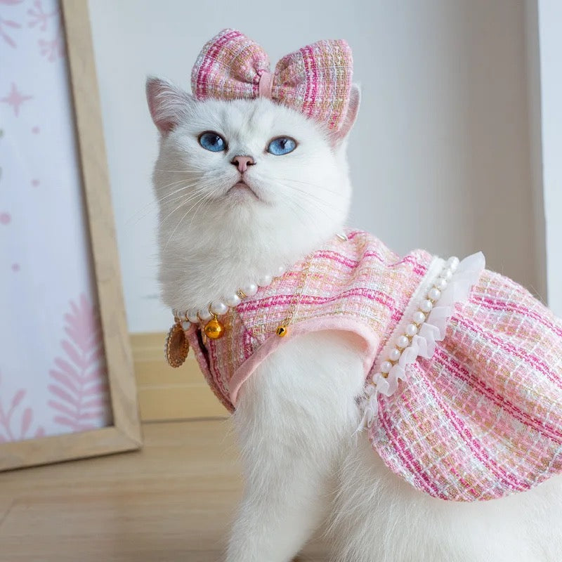 Princessa Dog Dress & Bow Set – Formal Outfit for Dogs