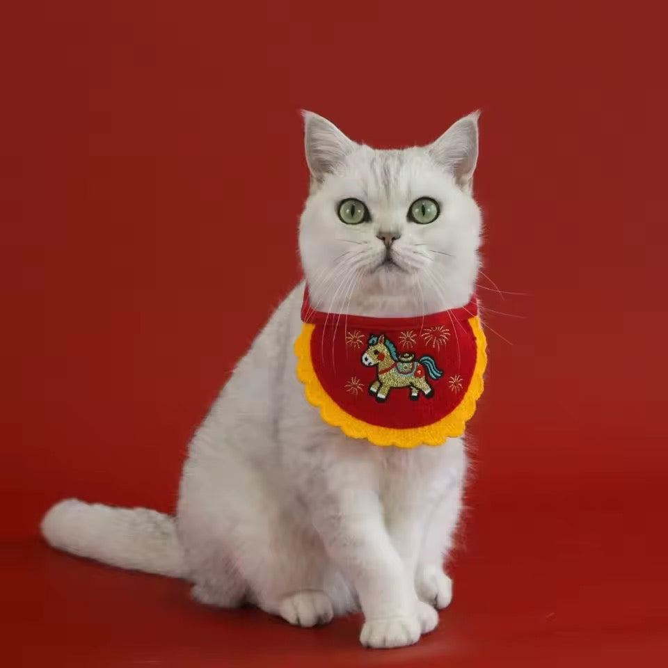 Fortune Blessing Chinese New Year Pet Bib | Dog & Cat Lunar Accessory