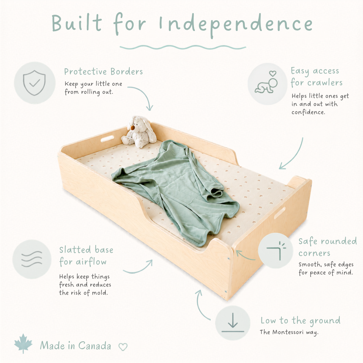 APPLE CRIB - Montessori Floor Bed with Rails