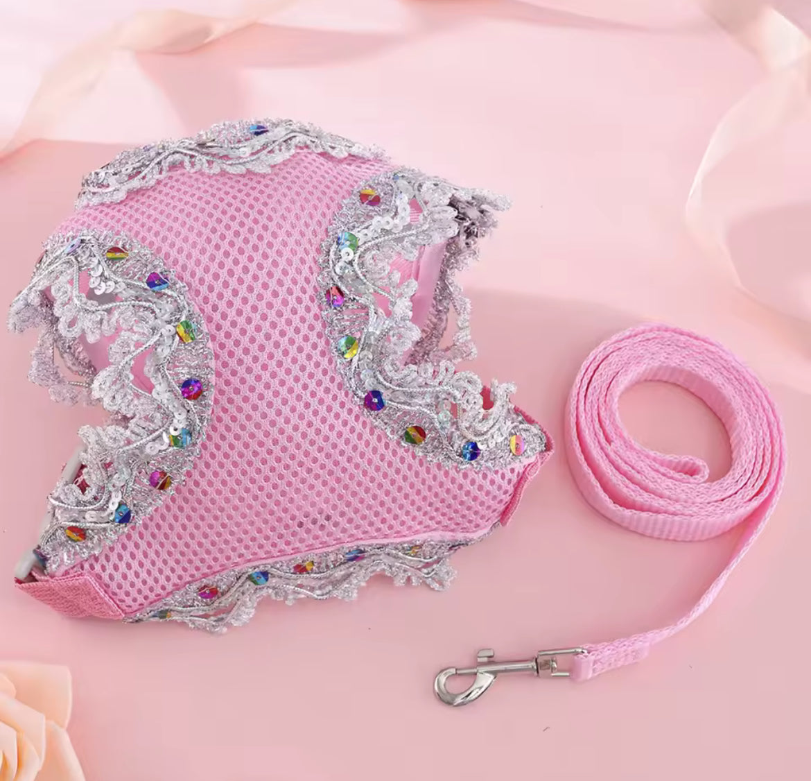 Crystal Lace Dog Harness & Leash Set – Luxury Designer Pet Wear