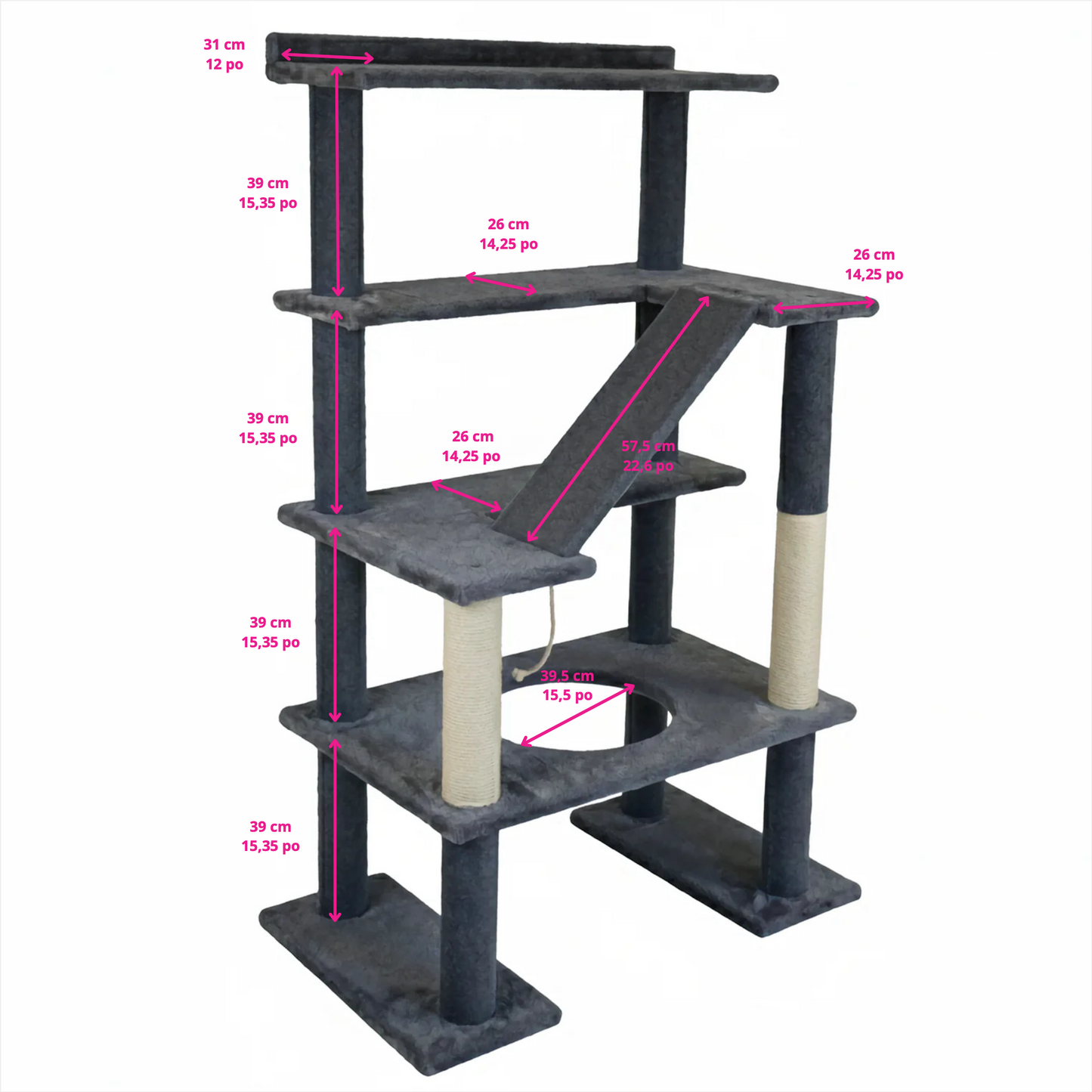 Maine Coon 65" Cat Tower - 5-Level Cat Tree