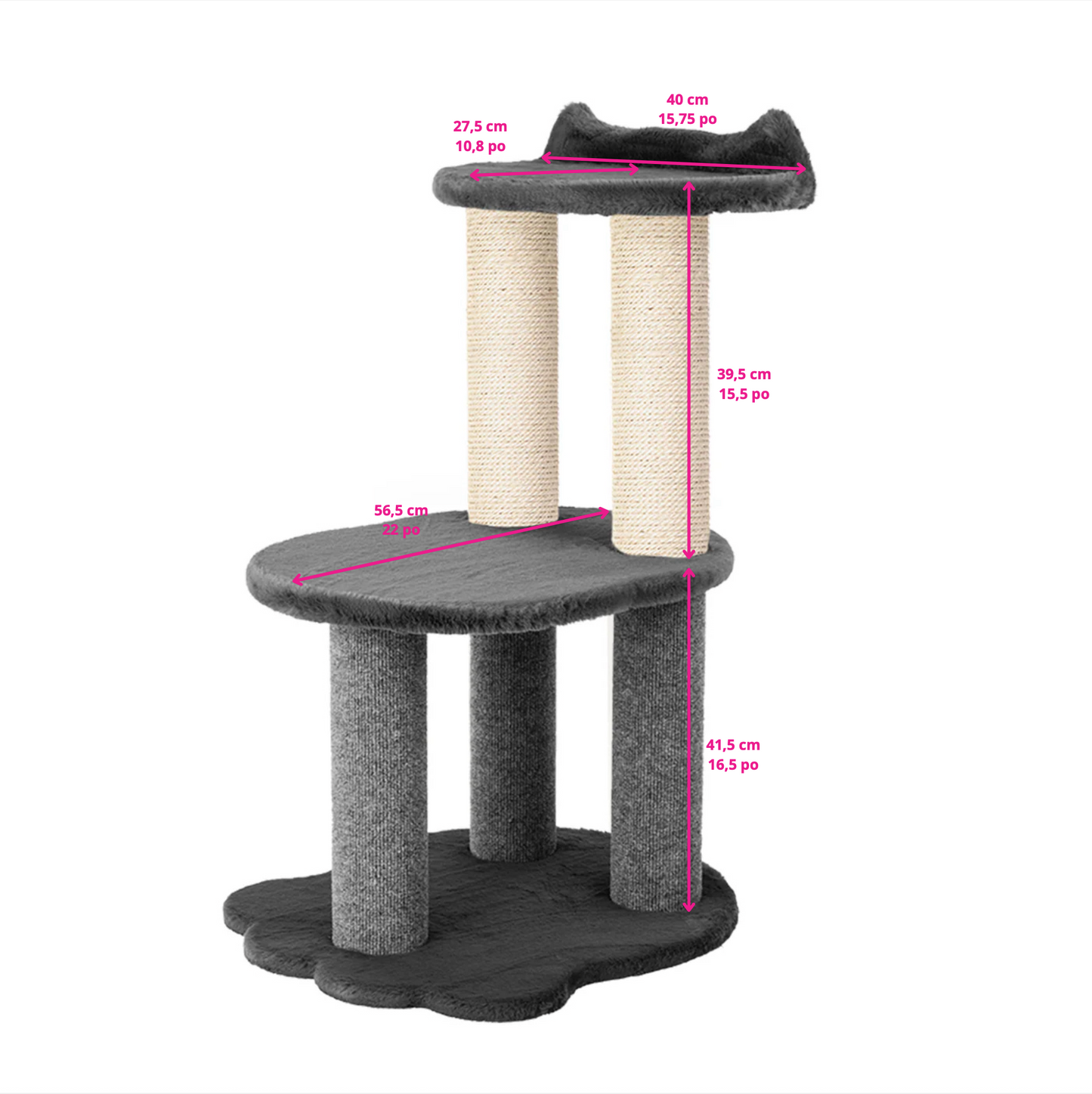 Relaxation - 2-Level Cat Tree - Black Faux Fur
