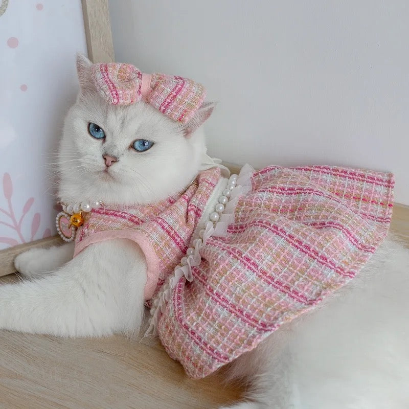 Princessa Dog Dress & Bow Set – Formal Outfit for Dogs