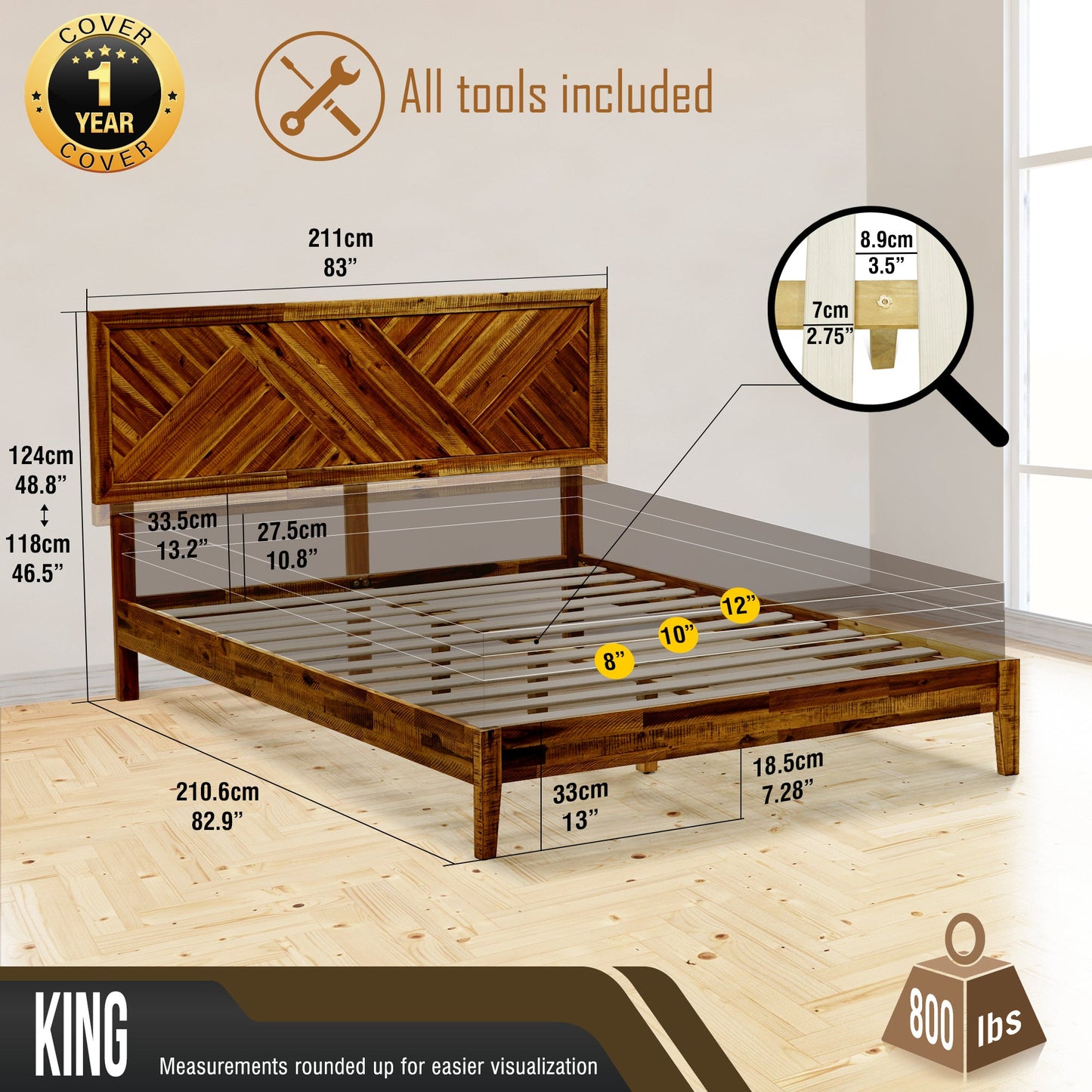 Sierra Deluxe Solid Wood Bed Frame