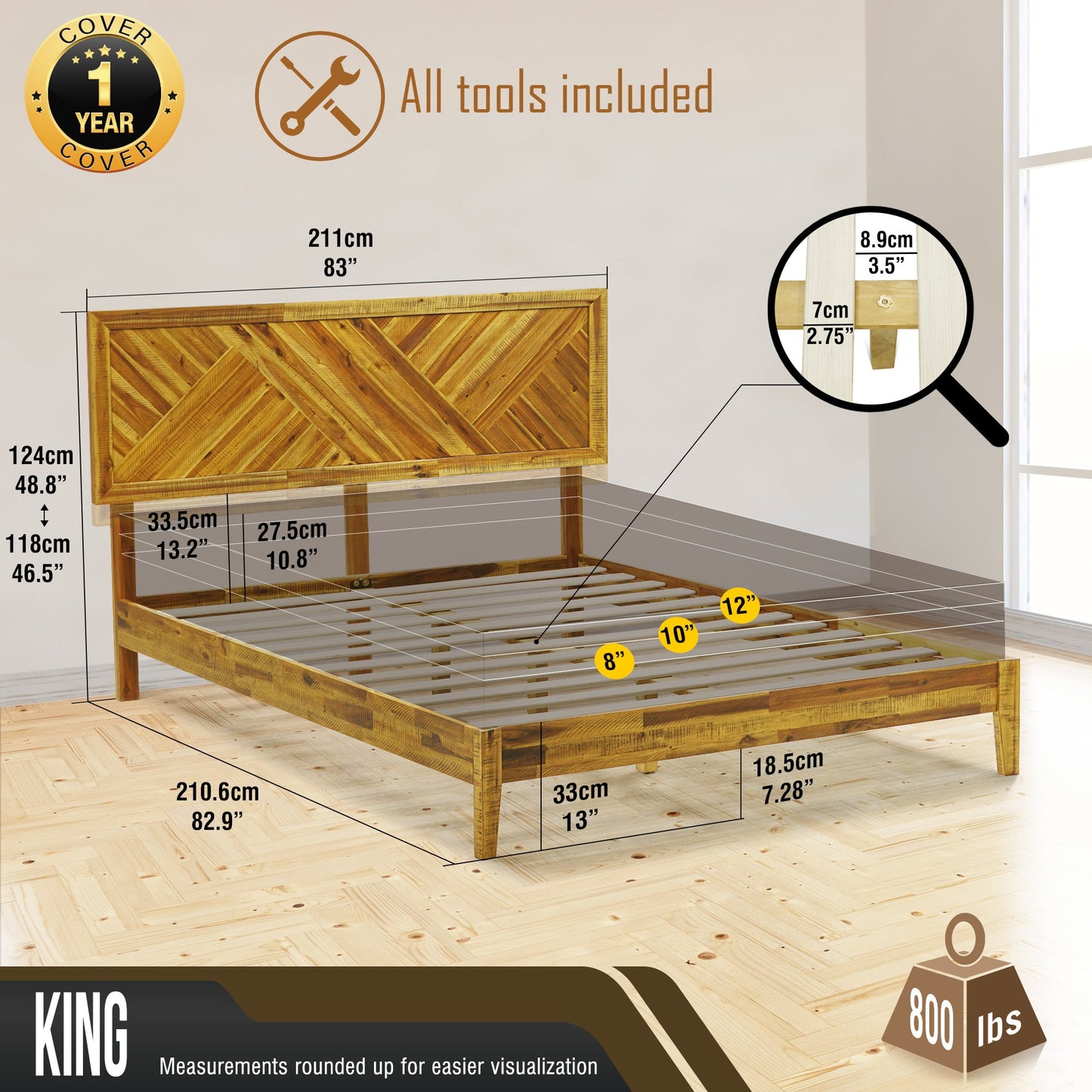 Sierra Deluxe Solid Wood Bed Frame