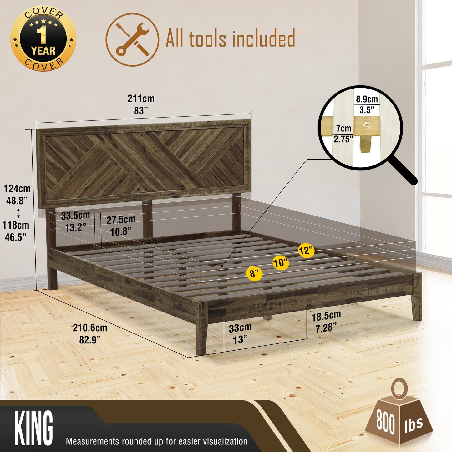 Sierra Deluxe Solid Wood Bed Frame
