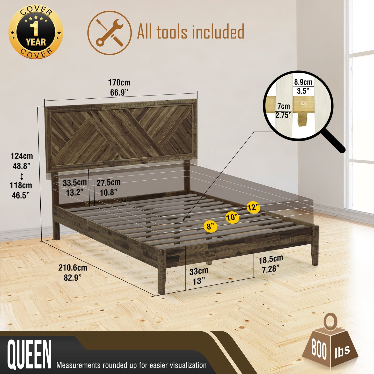 Sierra Deluxe Solid Wood Bed Frame