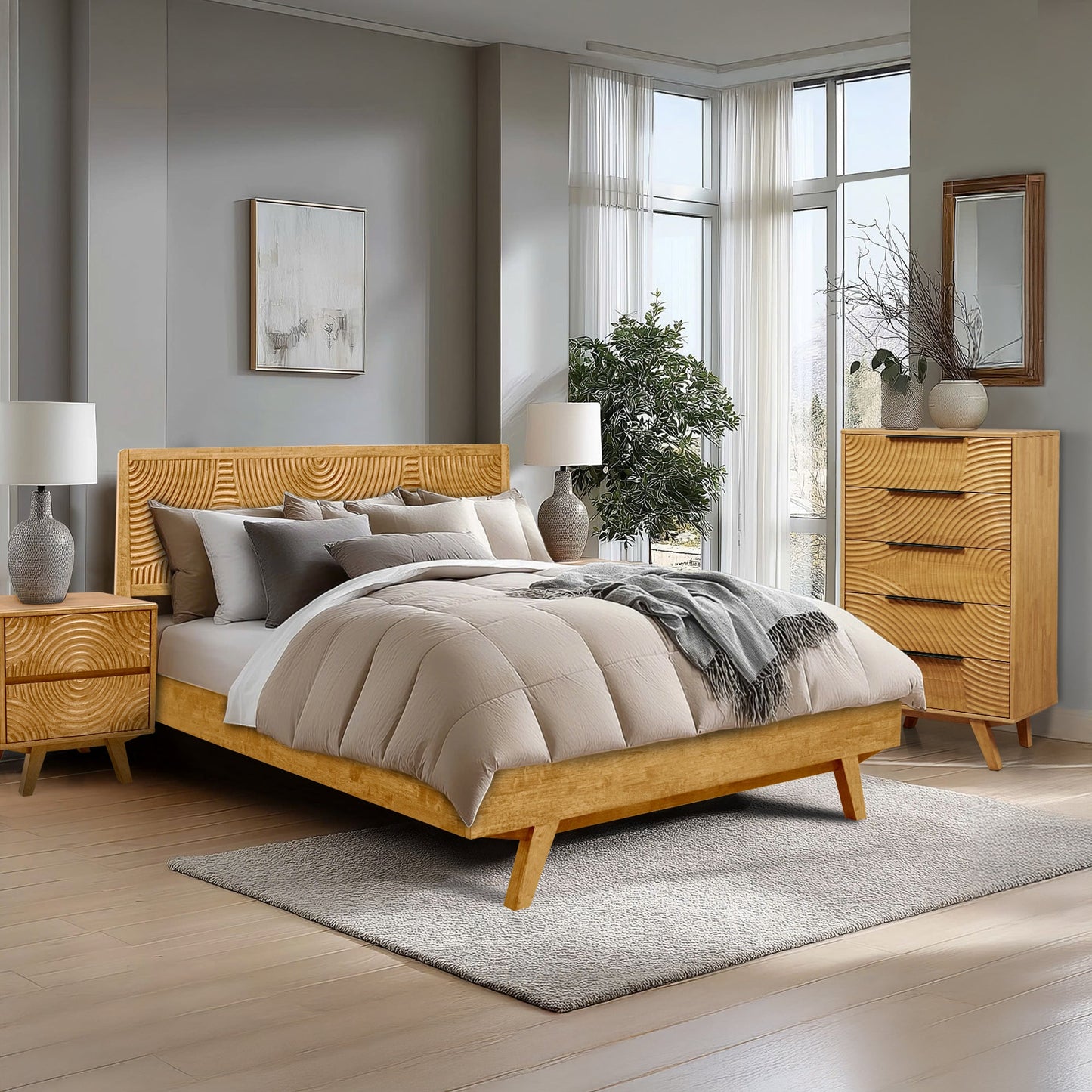 Harmony Solid Wood Dresser with 5 Drawers