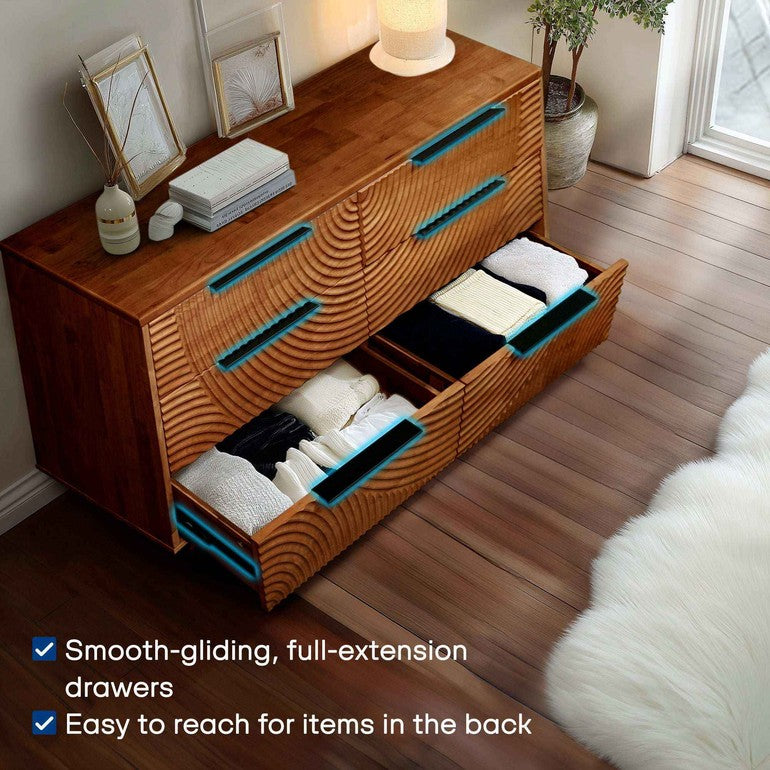 Harmony Solid Wood Dresser with 6 Drawers