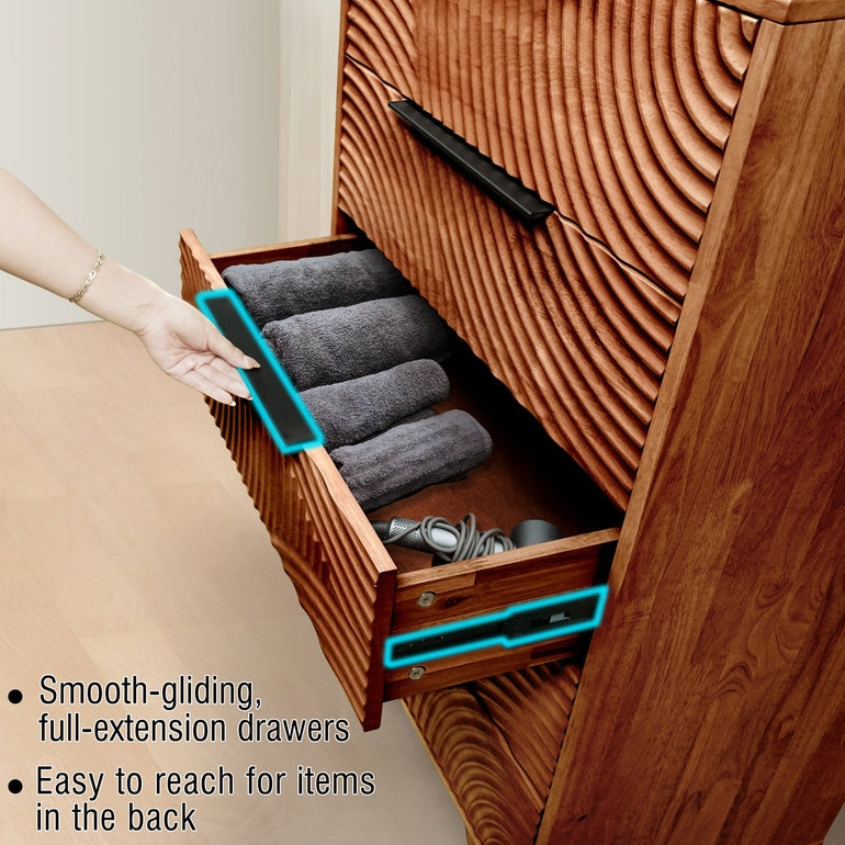 Harmony Solid Wood Dresser with 5 Drawers