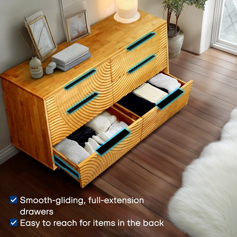 Harmony Solid Wood Dresser with 6 Drawers