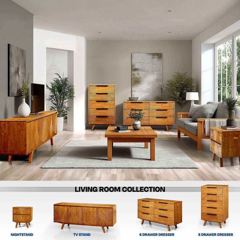 Harmony Solid Wood Dresser with 5 Drawers
