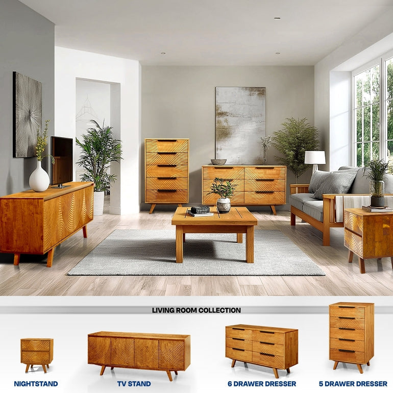 Harmony Solid Wood Dresser with 6 Drawers