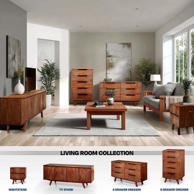 Harmony Solid Wood Dresser with 5 Drawers