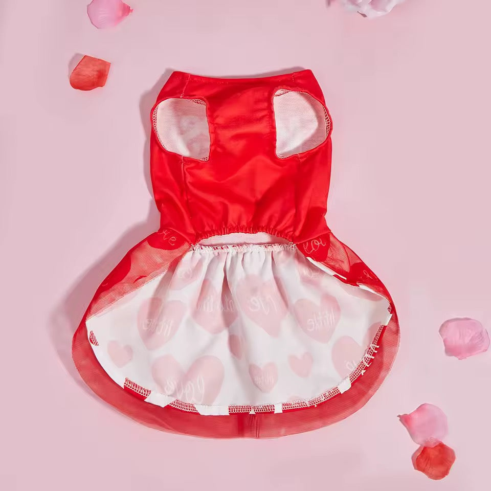 25¢ Kisses Valentine Dog Dress – Red Heart Puppy Outfit