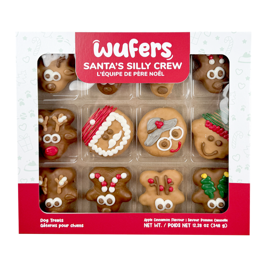 Wufers 12-Day Advent for Dogs | Giftable Santa's Silly Crew Cookie Box (12pk)