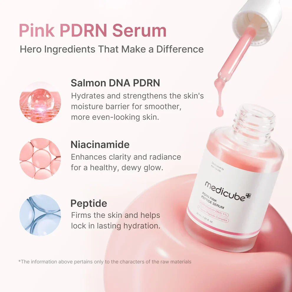 Medicube PDRN Pink Peptide Serum - Rose PDRN + Peptide Serum for Glow, Elasticity & Barrier Repair