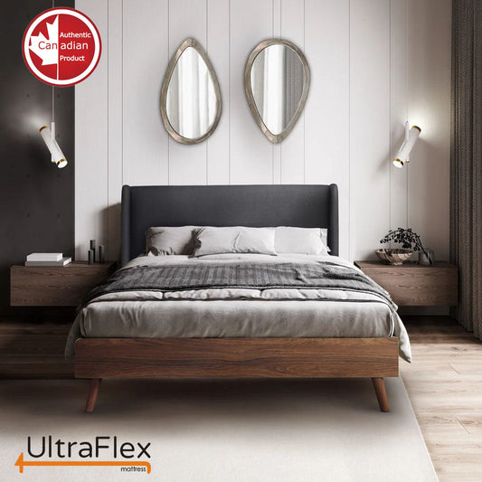 UltraFlex® PARADISE Mattress and BoxSpring Set - Natural Heavy Duty Foam Blend, Low Motion Transfer, Comfort+ Quilting, Orthopedic Cool Gel, and Spinal Posture Support Eco-Friendly Mattress (Made in Canada)
