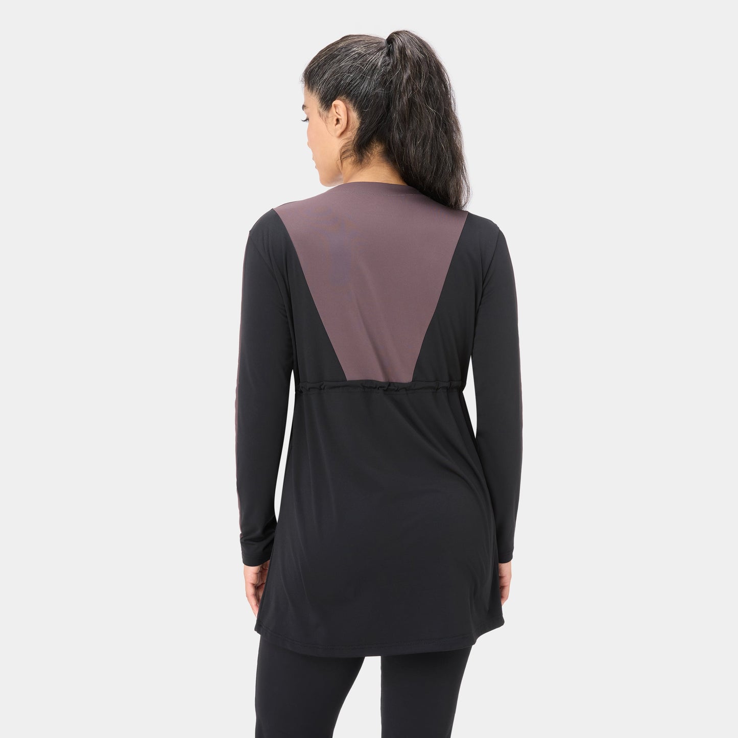 Onyx Flow Top Modest Dress – Black Burnt Mauve