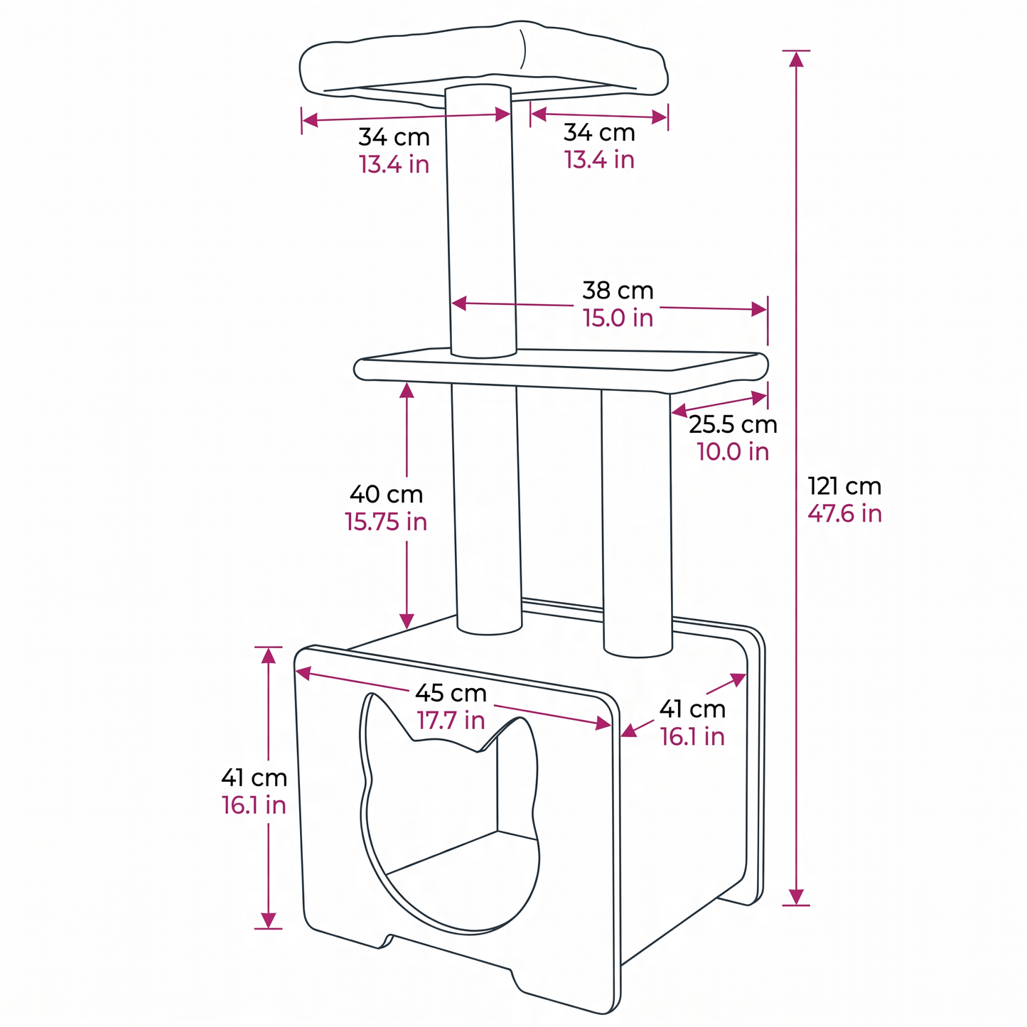 Hut Hideout - Deluxe 3-Level Cat Tree