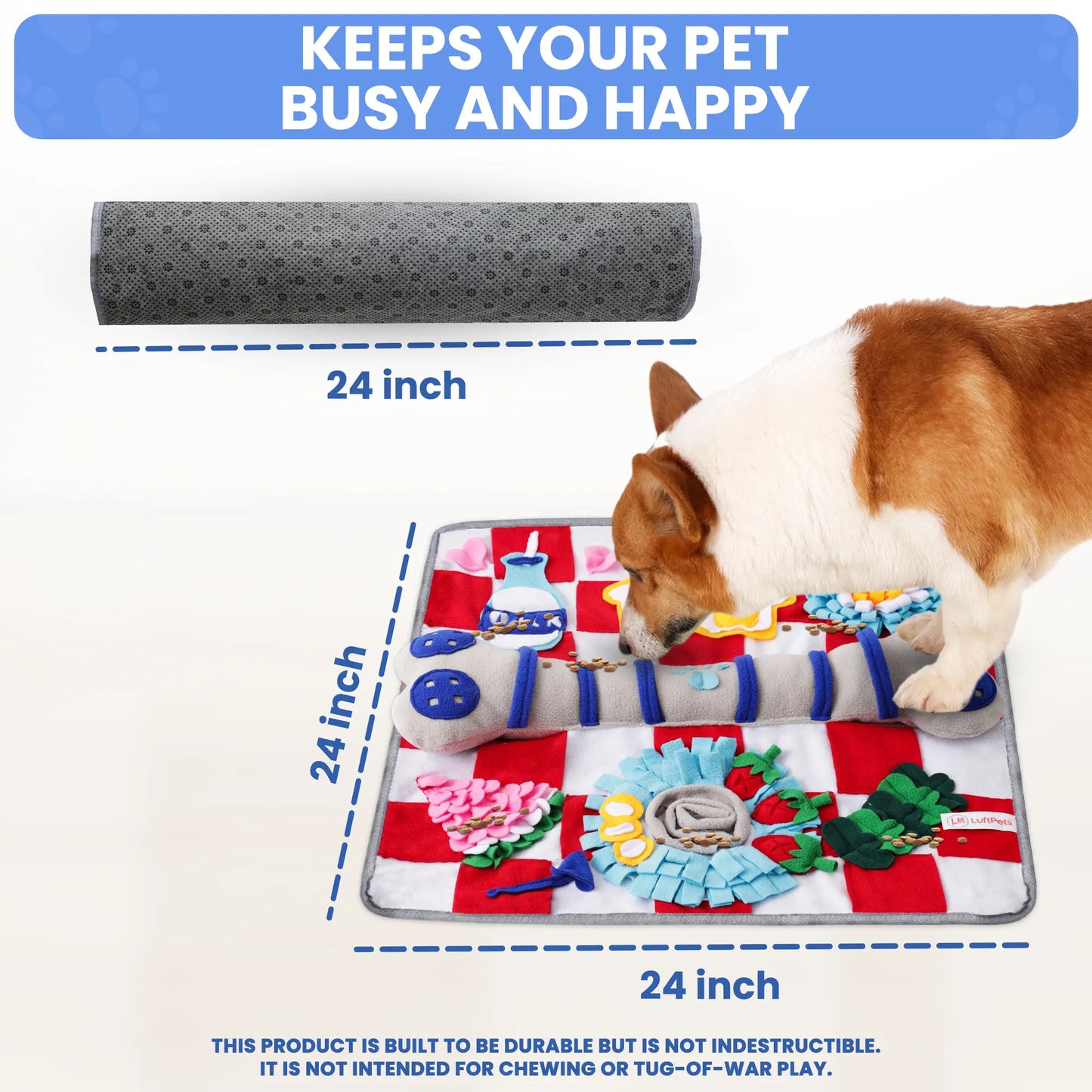 Squeaky Bone Snuffle Mat for Dogs – Interactive Foraging Fun, 24"