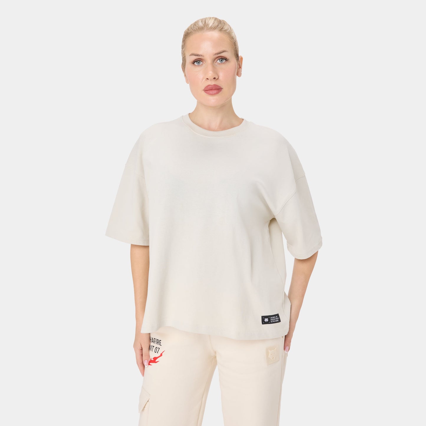 SHEWOLF_09 OVERSIZED TEE — TACTICAL BEIGE