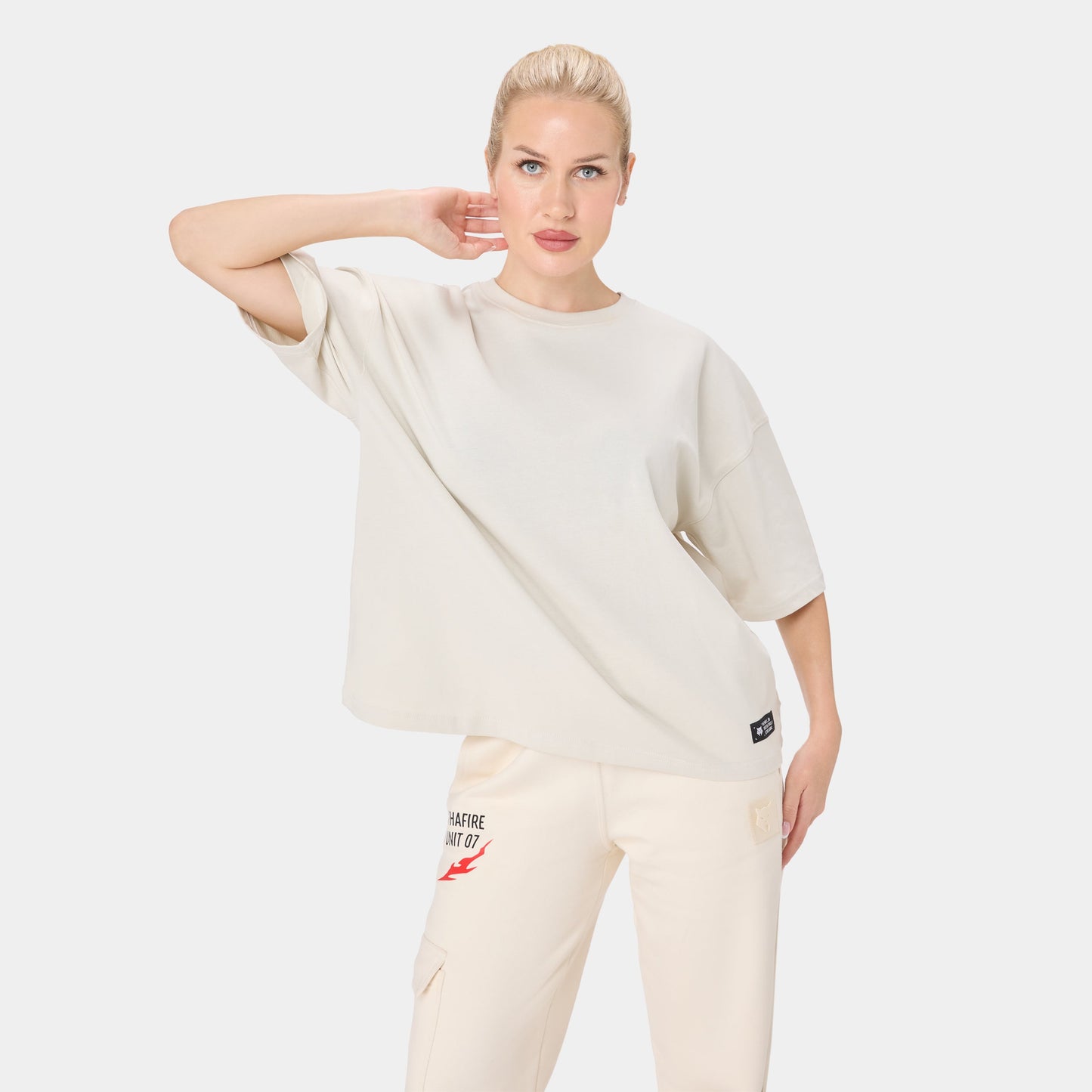 SHEWOLF_09 OVERSIZED TEE — TACTICAL BEIGE