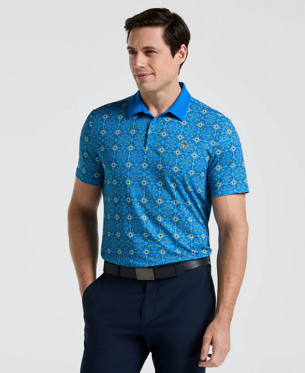 Cocktail Windowpane Print Golf Polo   Style #OGKSF026