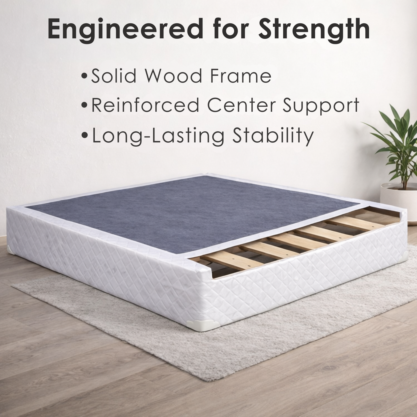 UltraFlex® Premium Solid Wood Box Spring Mattress Foundation 2" Low Profile - Twin, Double, Queen, King | Premium Heavy Duty Mattress Base, No Assembly Required, Compatible with All Mattress Types- Made in Canada