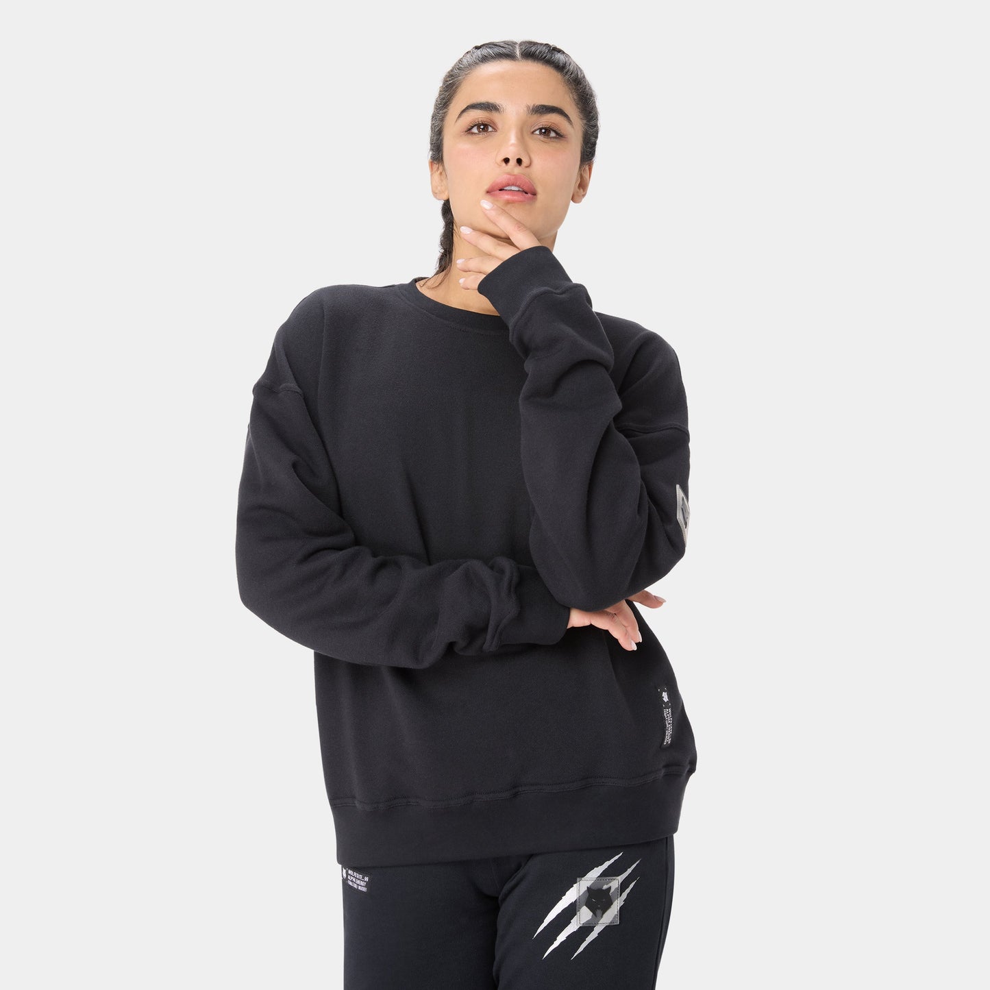 WOLFSTATE_99 CREWNECK — WAR BLACK