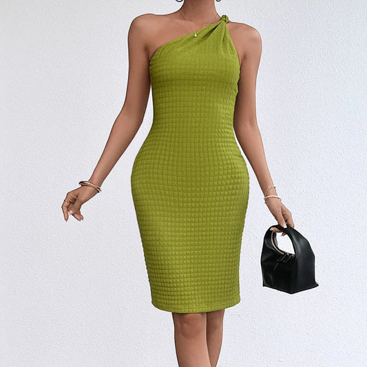 Women’s Off-Shoulder Slant-Neck Slim-Fit Dress – Elegant Bodycon Party & Evening Dress