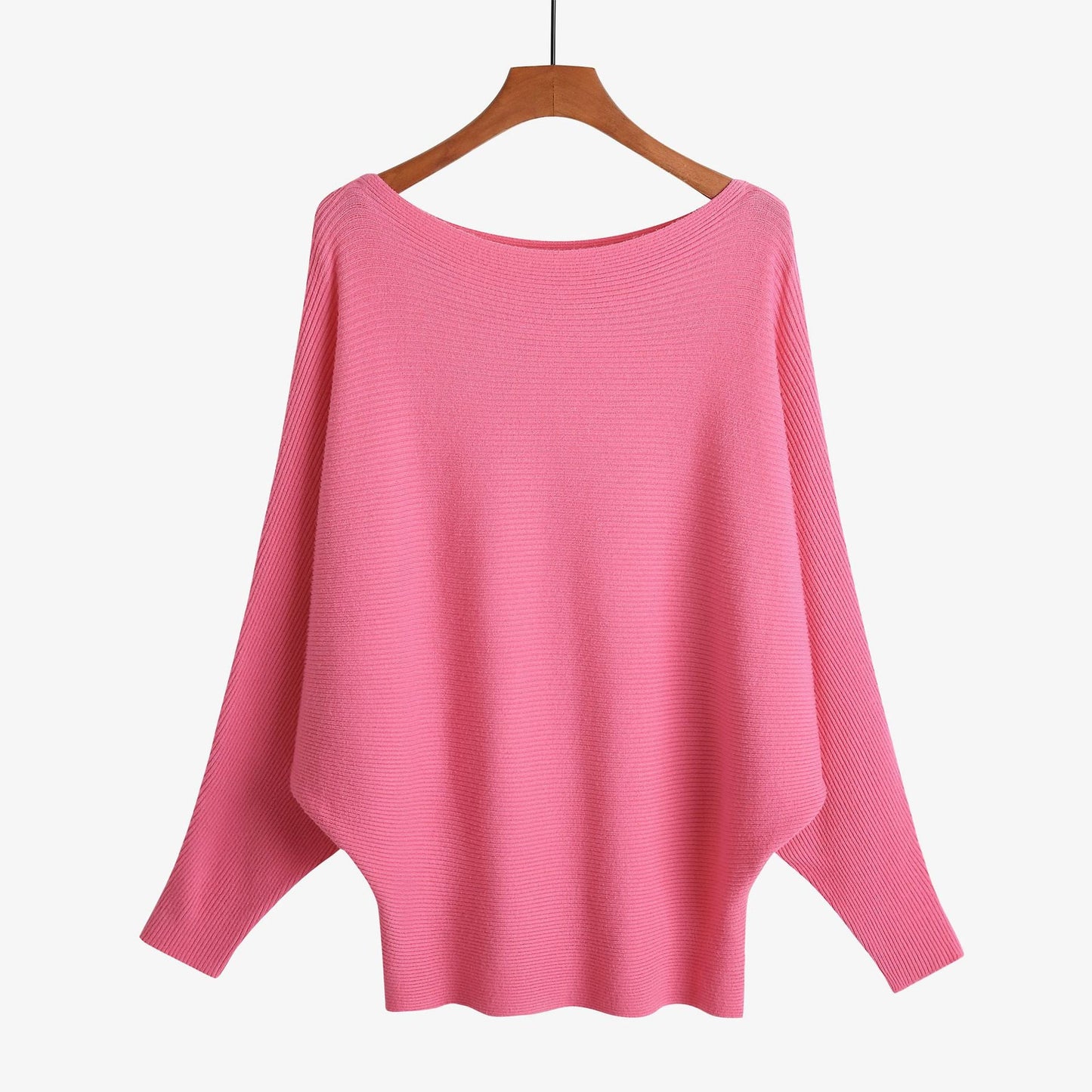 Women’s Halter Neck Batwing Knit Pullover Top – Stretchy Relaxed-Fit Casual Sweater
