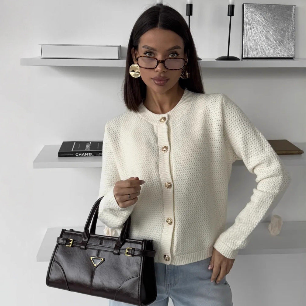 Women’s Slim-Fit Fashion Sweater – Stylish Short Casual Knit Top for Fall & Winter