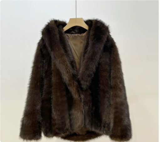 Women’s Faux Fur Coat – Thick Warm Furry Winter Jacket for Fall & Winter
