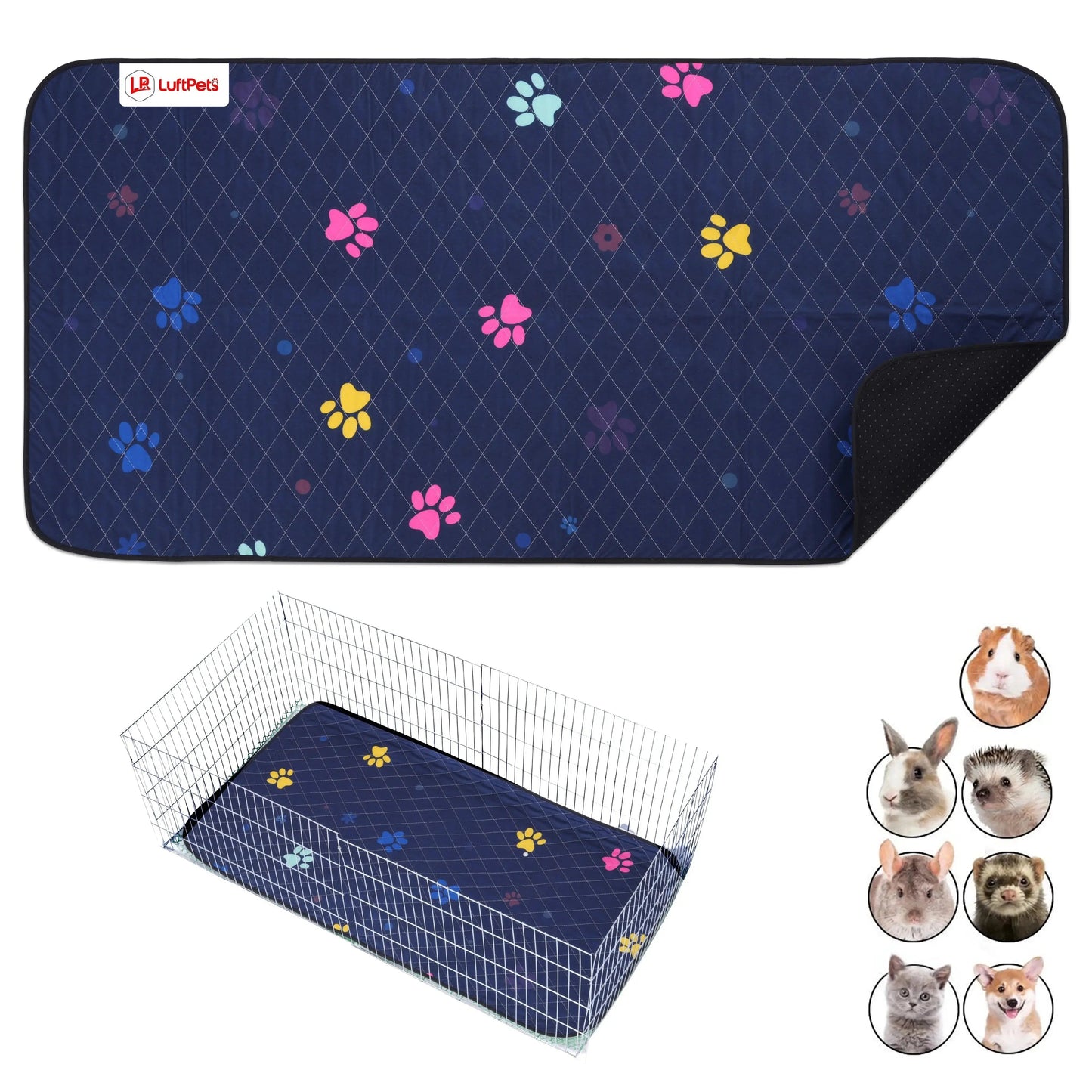 Rabbit & Guinea Pig Cage Liner for MidWest & C&C 2x4 Cages, Washable, Leakproof, Fast Dry