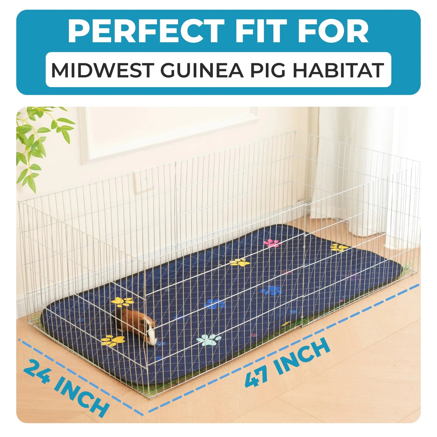 Rabbit & Guinea Pig Cage Liner for MidWest & C&C 2x4 Cages, Washable, Leakproof, Fast Dry