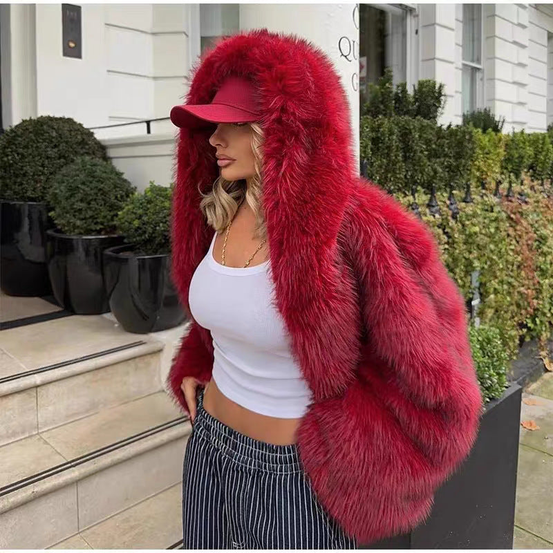 Women’s Faux Fur Coat – Thick Warm Furry Winter Jacket for Fall & Winter