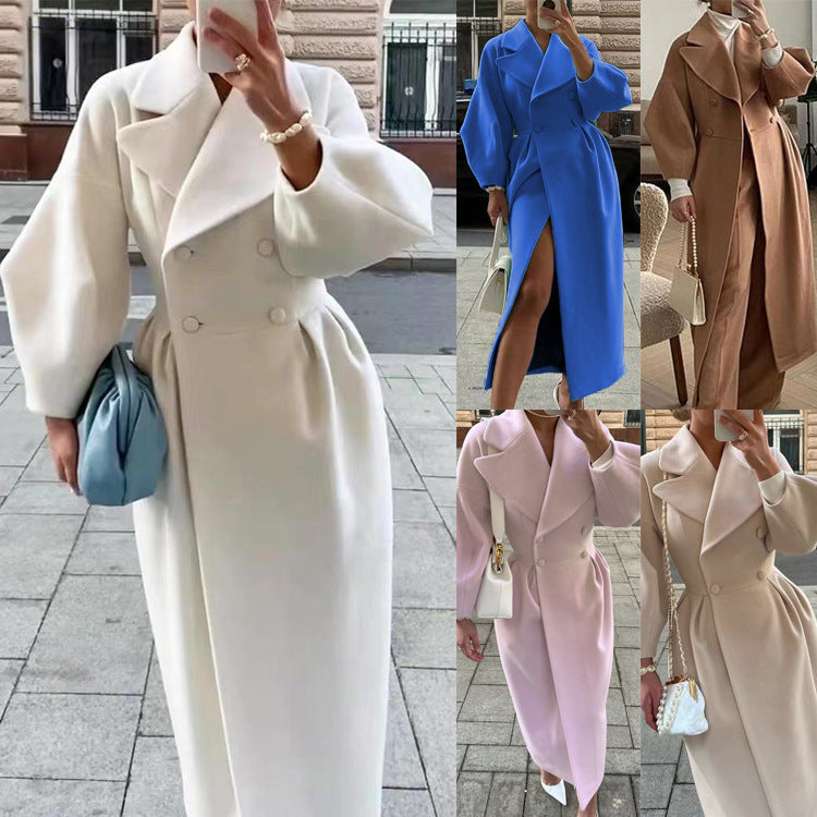 Women’s Vintage Lantern Sleeve Jacket – Oversized Lapel Collar Elegant Casual Coat