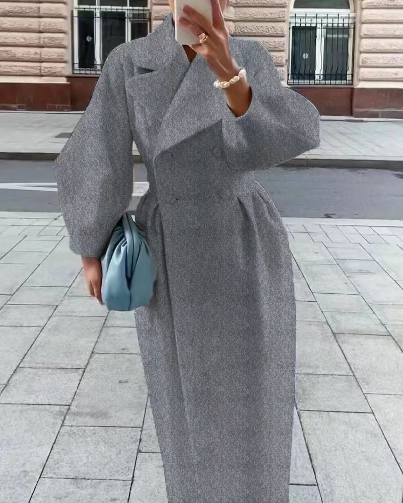 Women’s Vintage Lantern Sleeve Jacket – Oversized Lapel Collar Elegant Casual Coat