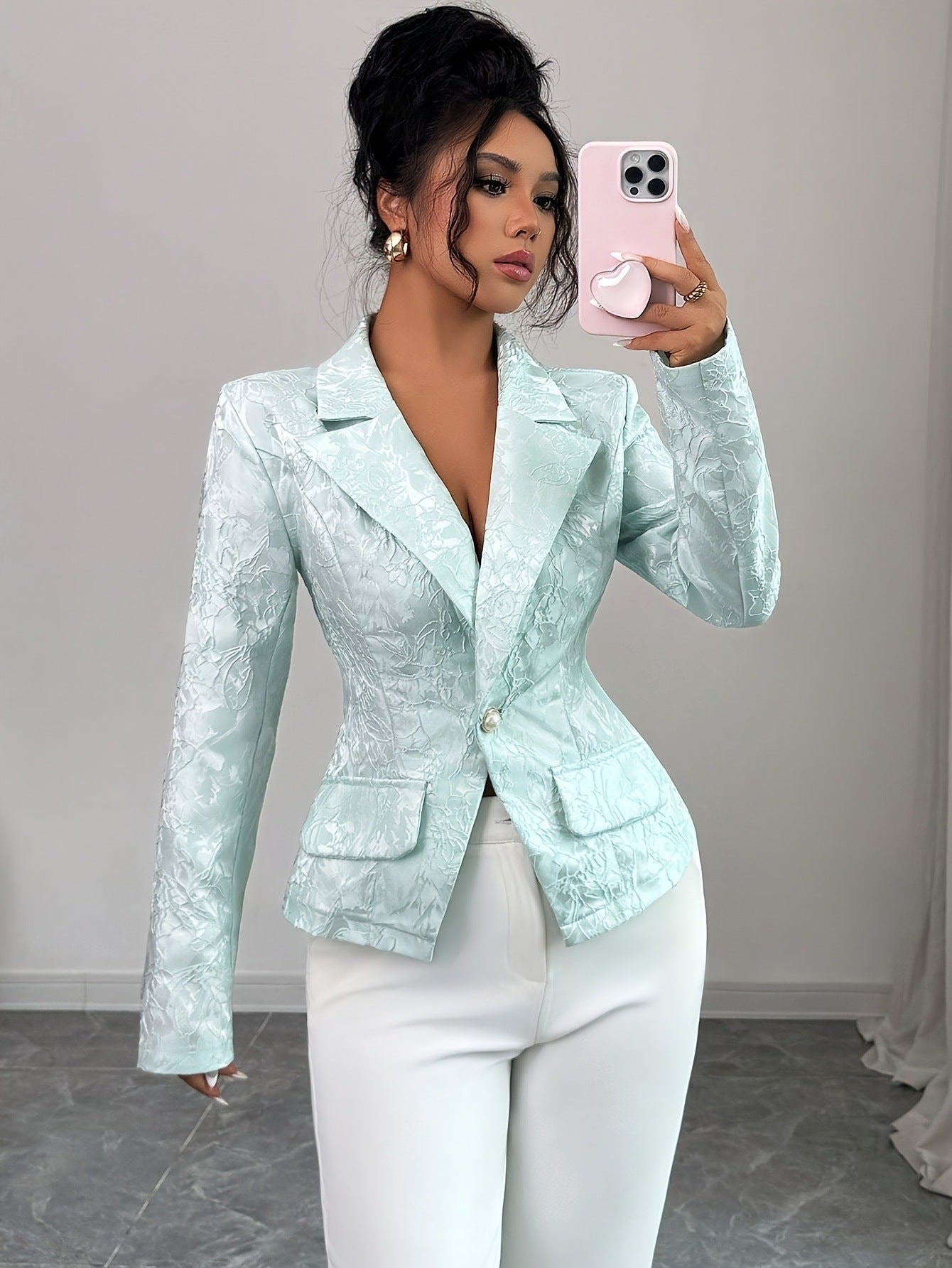 Women’s Embroidered Patchwork Blazer – Casual Lapel Single-Breasted Fashion Jacket