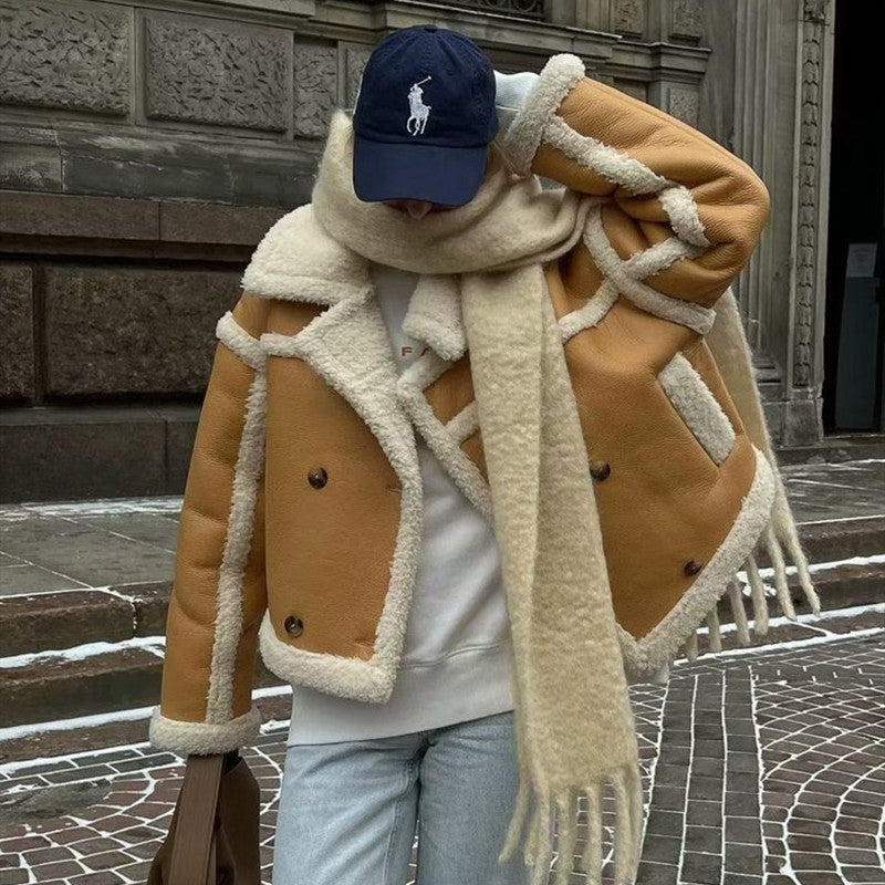 Women's Loose Lamb Wool Short Coat