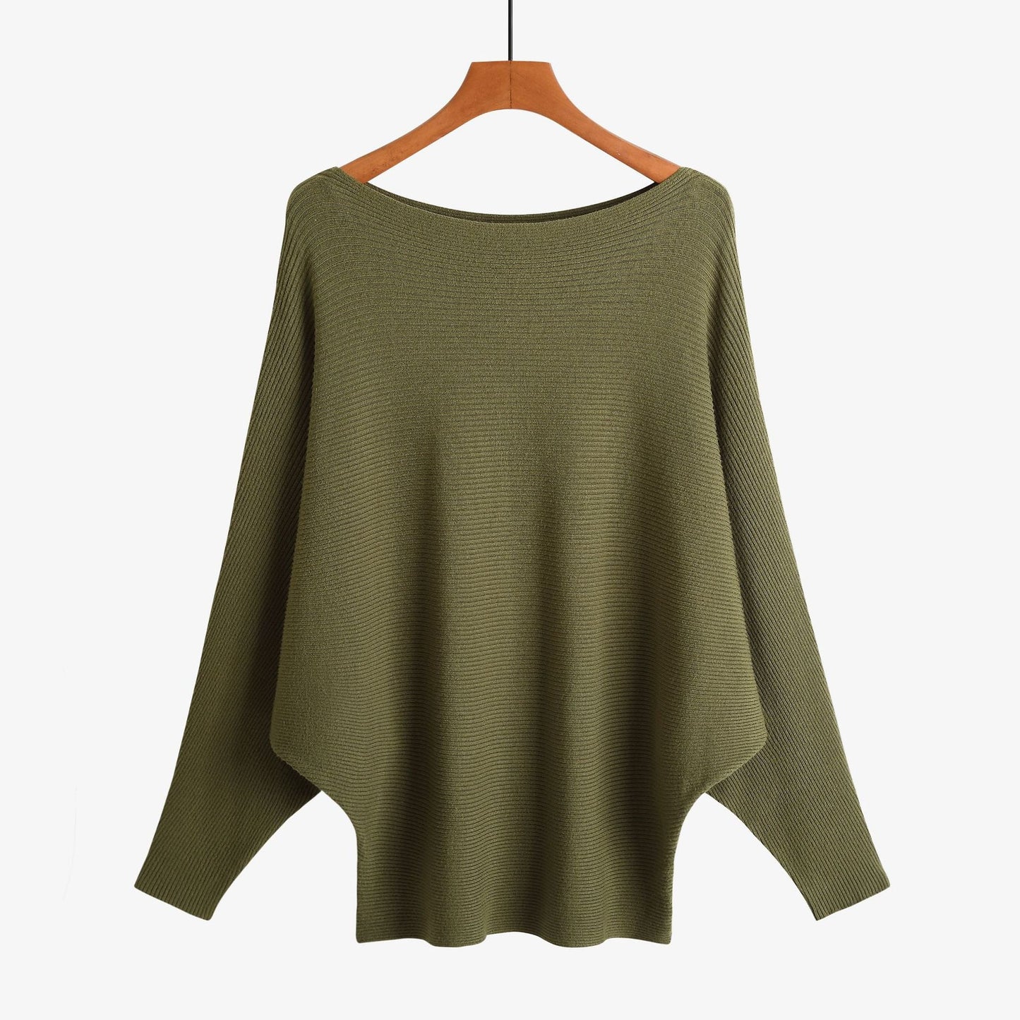 Women’s Halter Neck Batwing Knit Pullover Top – Stretchy Relaxed-Fit Casual Sweater
