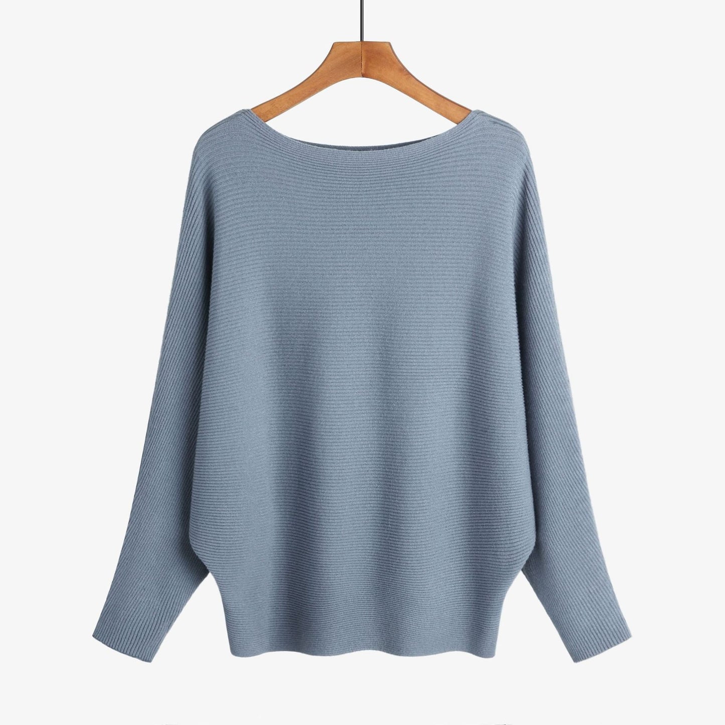 Women’s Halter Neck Batwing Knit Pullover Top – Stretchy Relaxed-Fit Casual Sweater