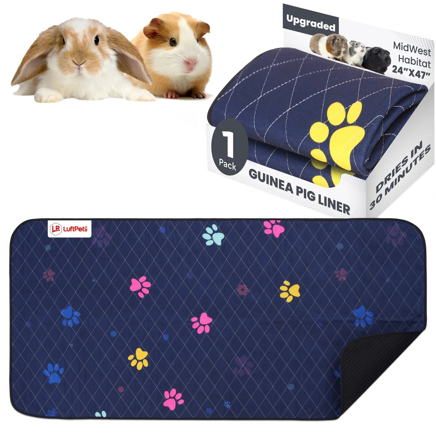 Rabbit & Guinea Pig Cage Liner for MidWest & C&C 2x4 Cages, Washable, Leakproof, Fast Dry